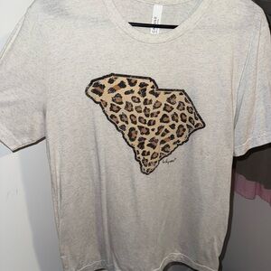 Bella Canvas Cream Short Sleeve Tee with Leopard State Graphic